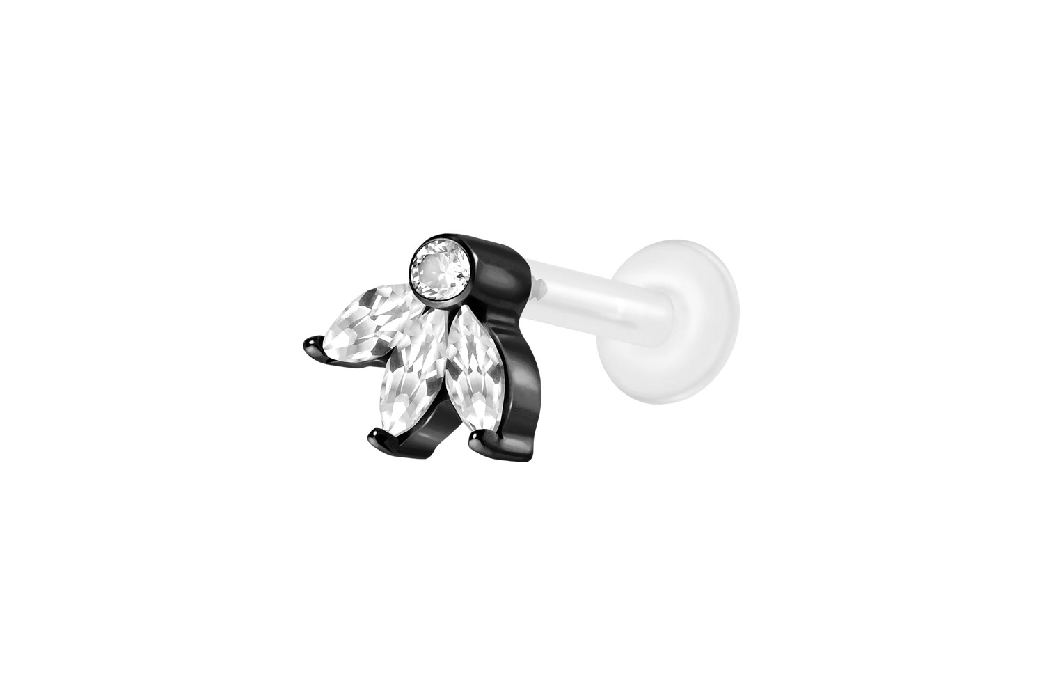 PTFE Labret Piercing mit Innengewinde + Titan-Aufsatz LOTUSBLÜTE